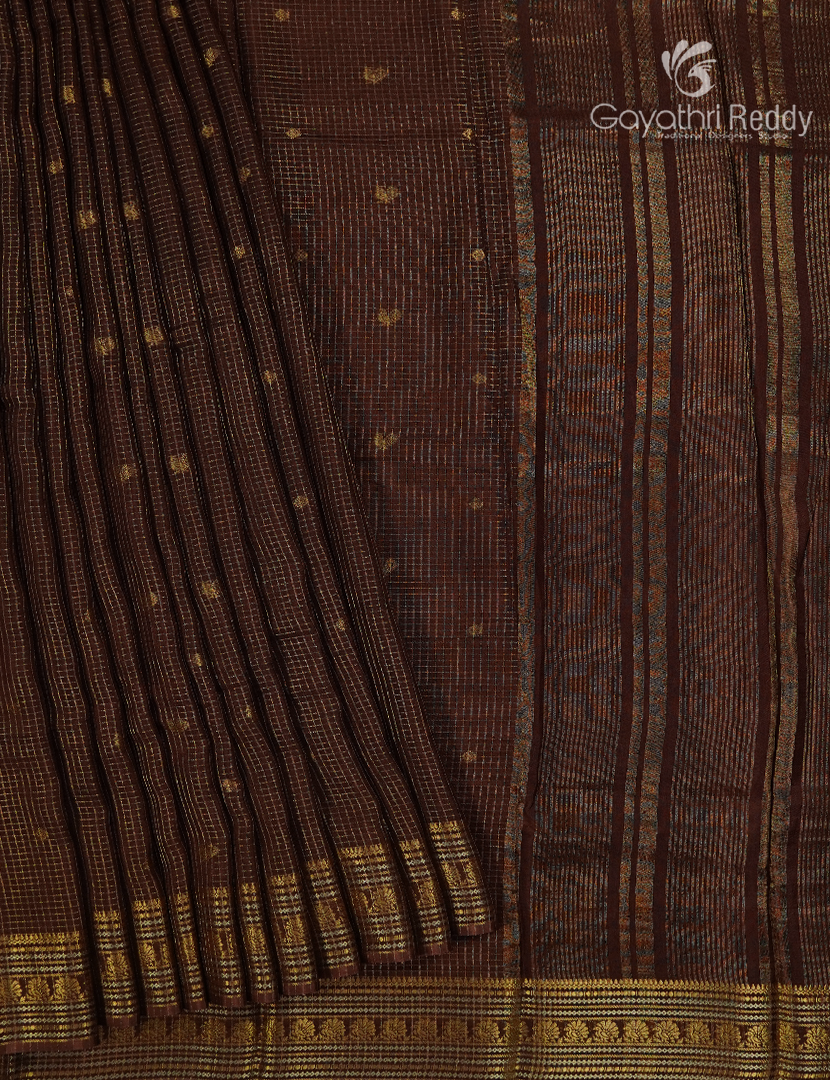 Semi Mysore Crepe Saree in Brown