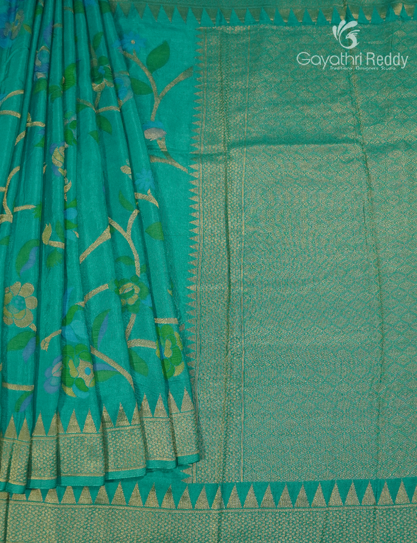 Pure Satin Silk Saree in Sea Green
