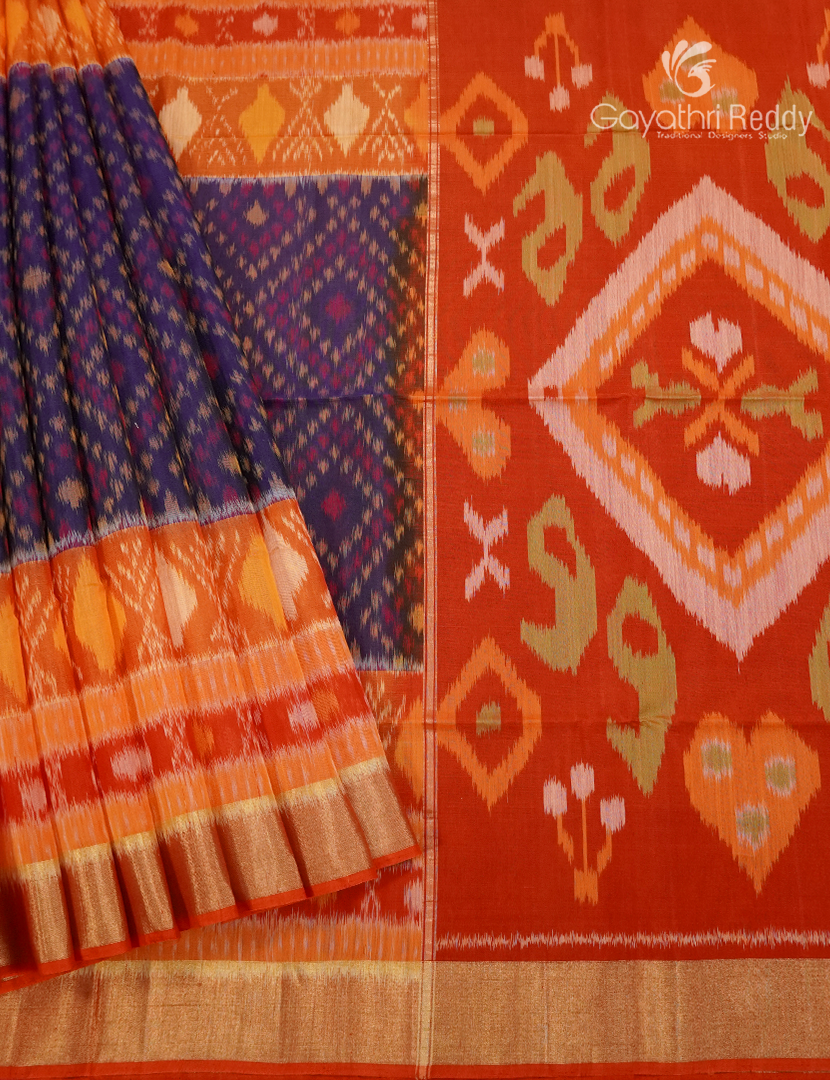 Kanchipuram Sico Saree in Deep Violet and Red