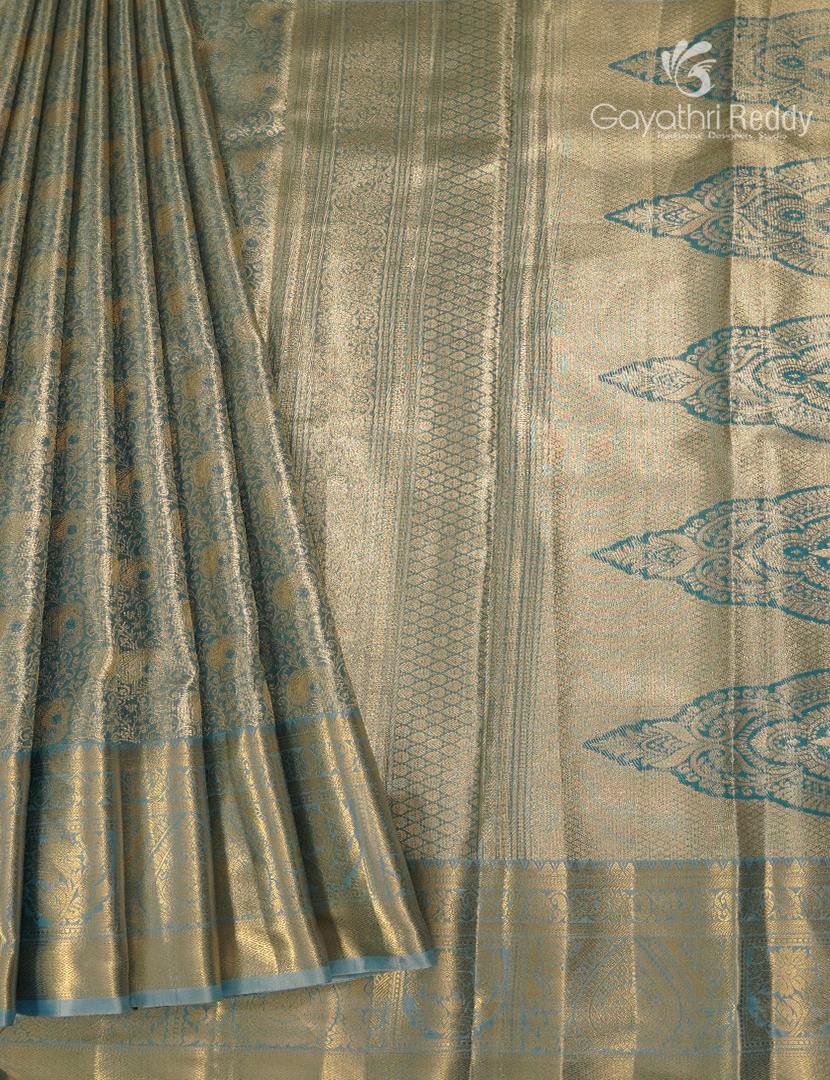 Semi Kanchipuram Silk Saree in Grey