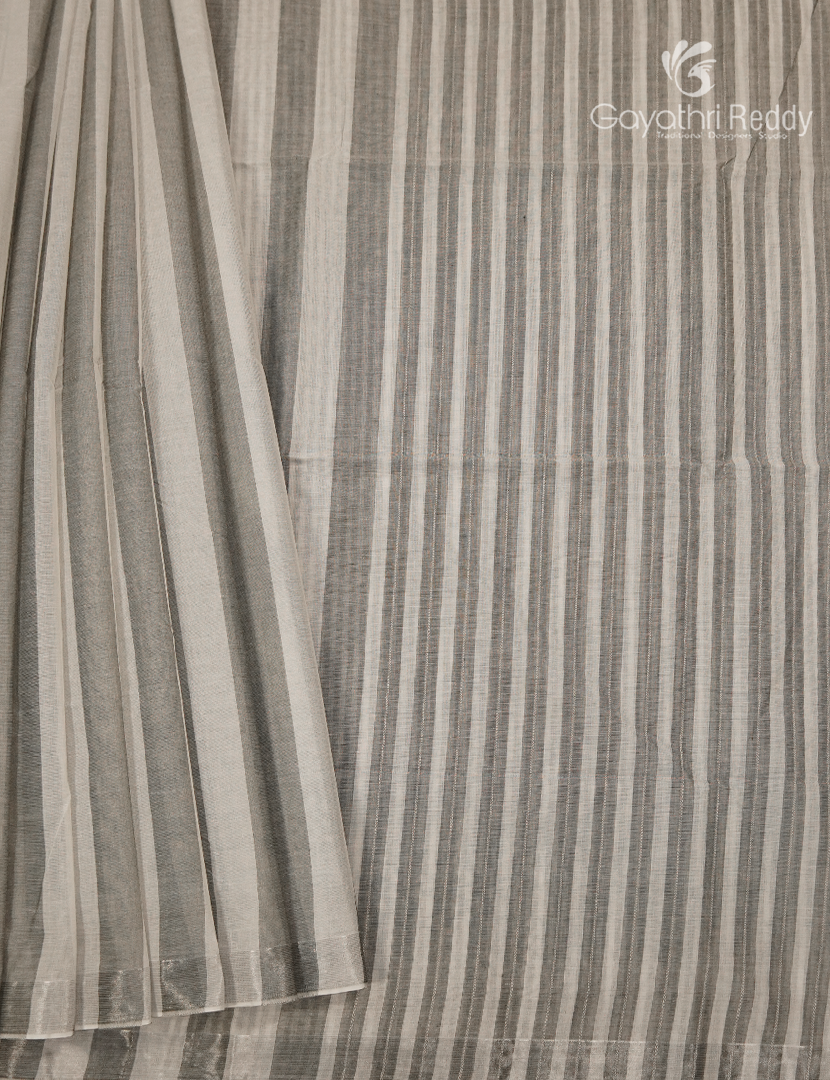 Pure Kanchi Cotton Saree in Cream and Grey