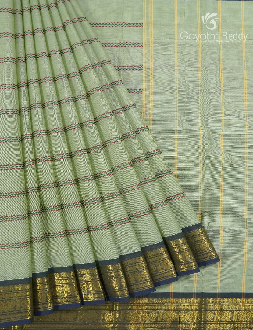 Pure Handloom Cotton Saree in Pastel Pista Green
