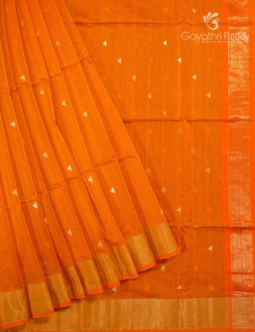 Pure Chanderi Sico Saree in Orange