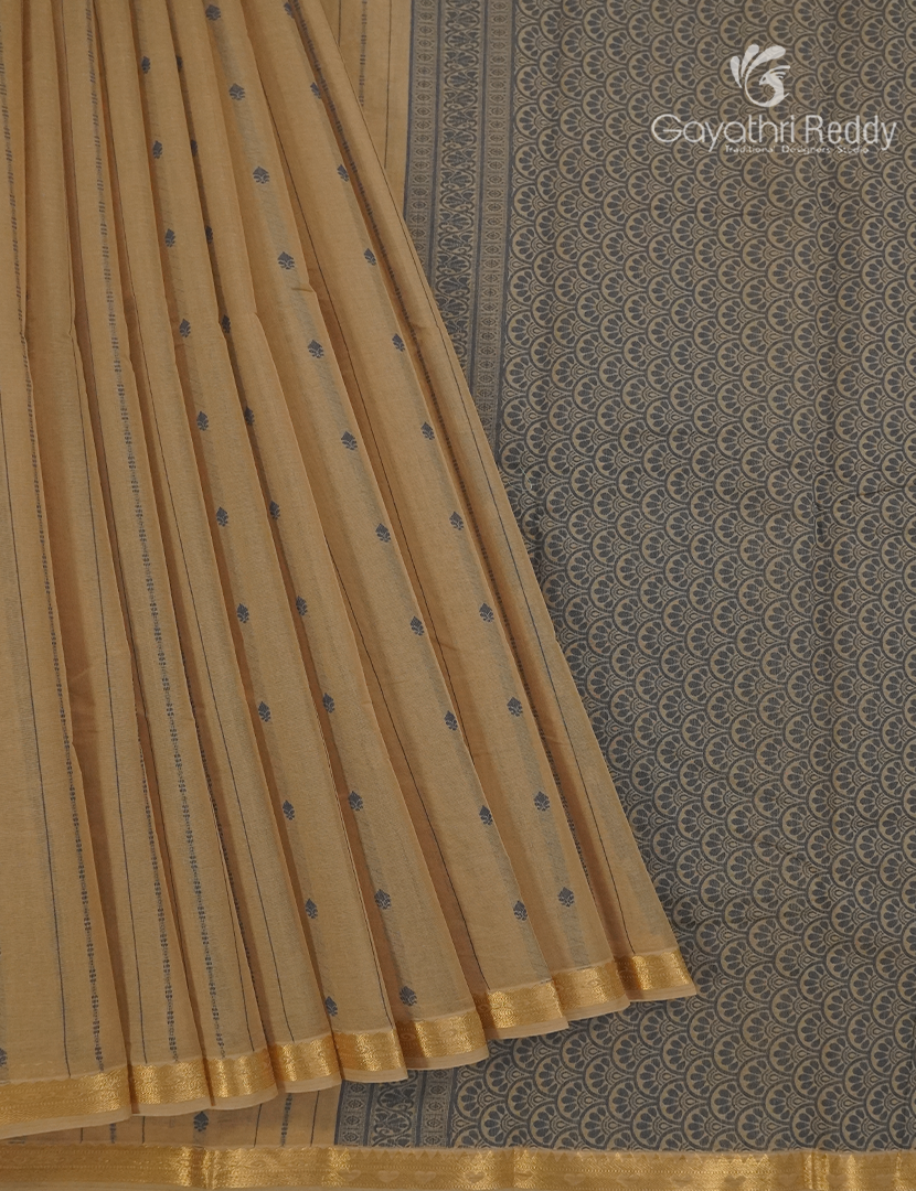 Pure Kanchi Cotton Saree in Beige