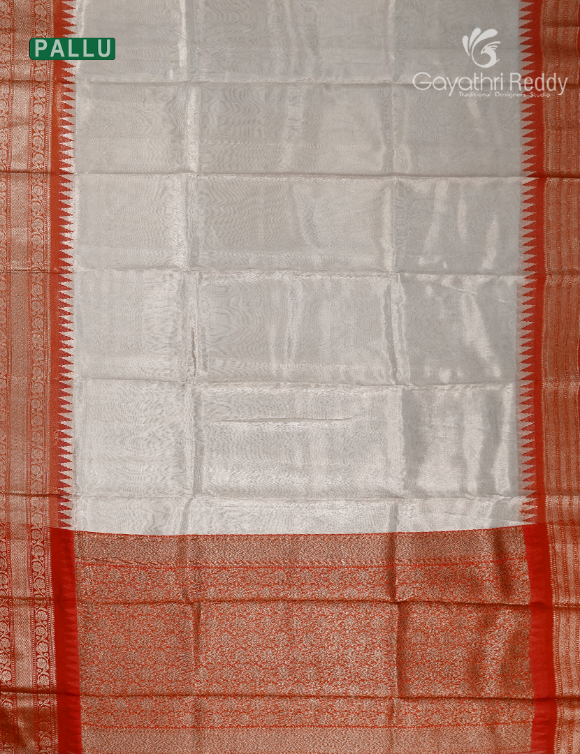 Semi Tissue Gadwal Saree in Cream and Red