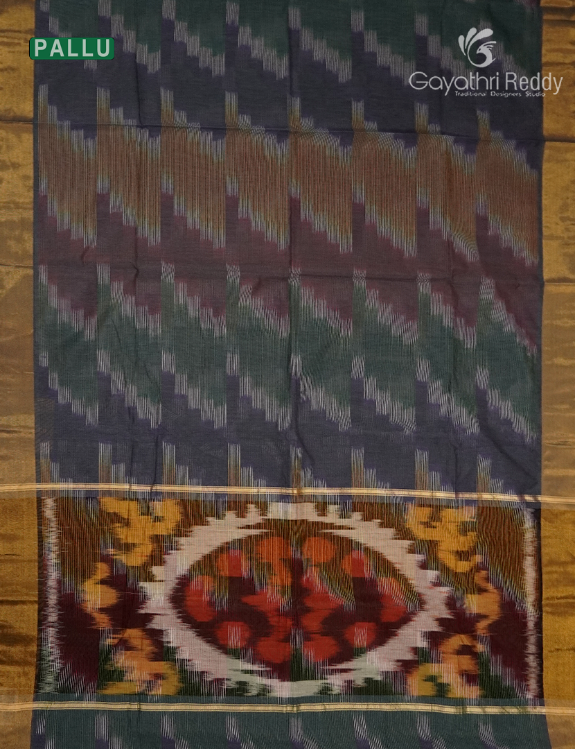 Semi Ikat Sico Saree in Grey