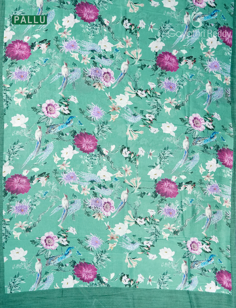 Semi Tussar Silk Saree in Aqua Blue