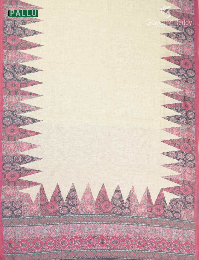 Pure Linen Saree in Cream