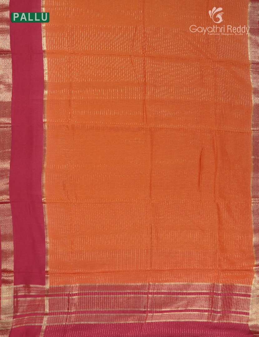 Semi Mysore Crepe Saree in Orange and Red