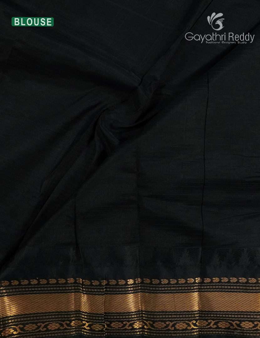 Pure Gadwal Cotton Saree in Orange and Black