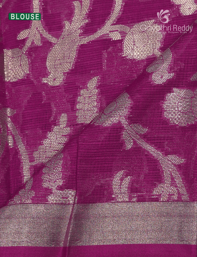 Banaras Kota Lehanga Set in Parrot Green and Rani Pink