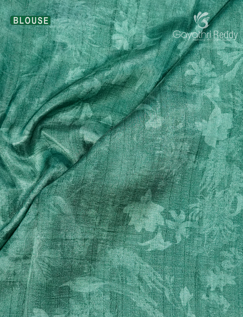Semi Tussar Silk Saree in Aqua Blue