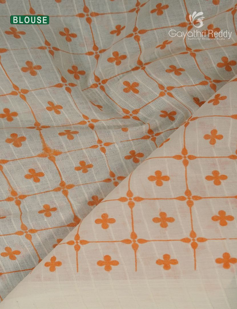 Pure Kanchi Cotton Printed Saree in Sea Foam Green
