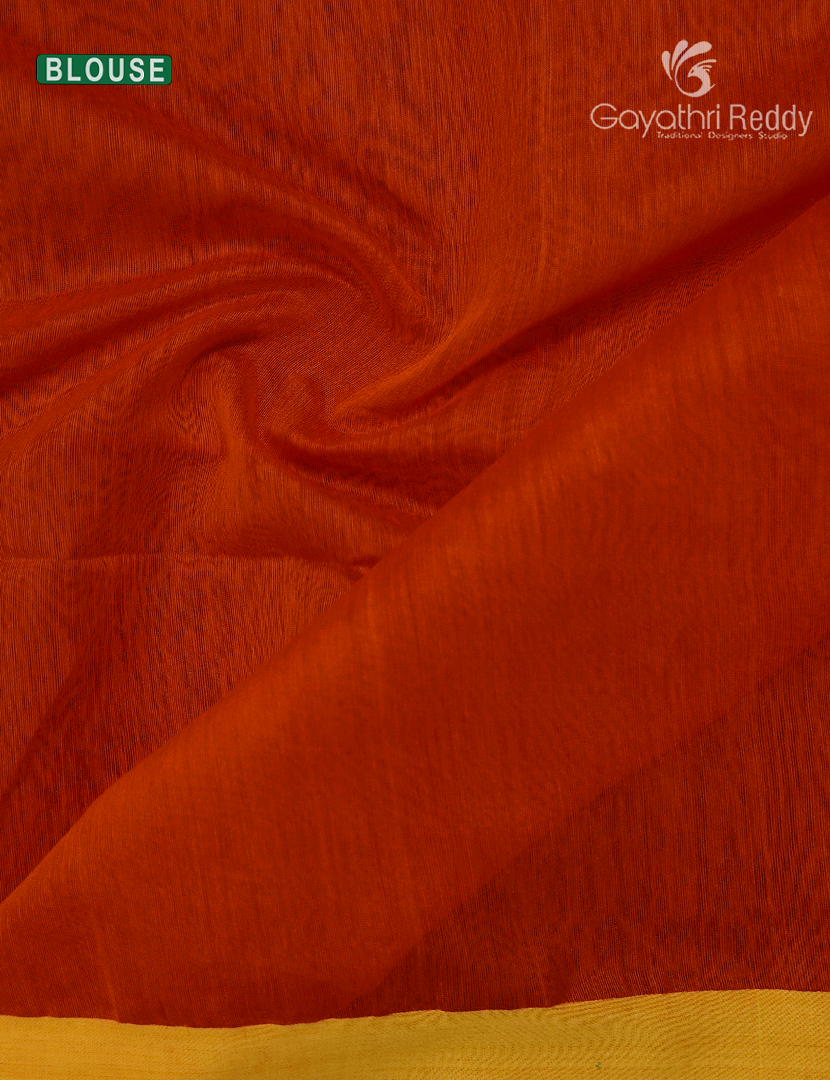Pure Jamdani Kora Saree in Brick Orange