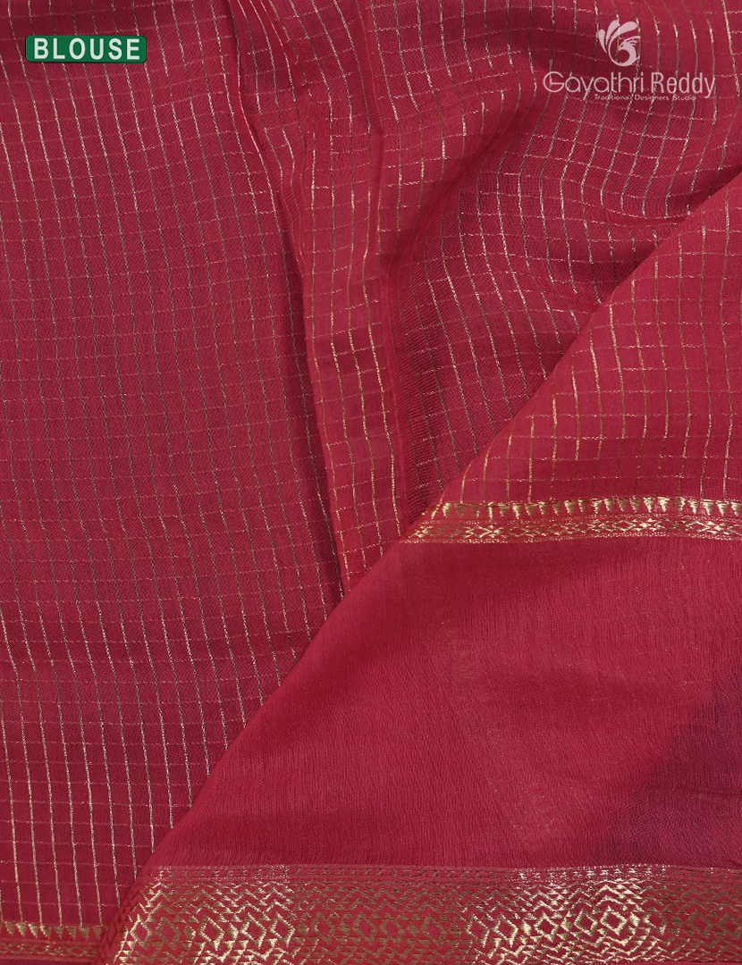 Semi Mysore Crepe Saree in Orange and Red