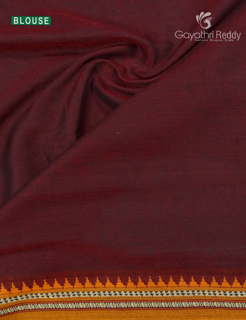 Pure Naranyanpet Cotton Saree in Deep Maroon