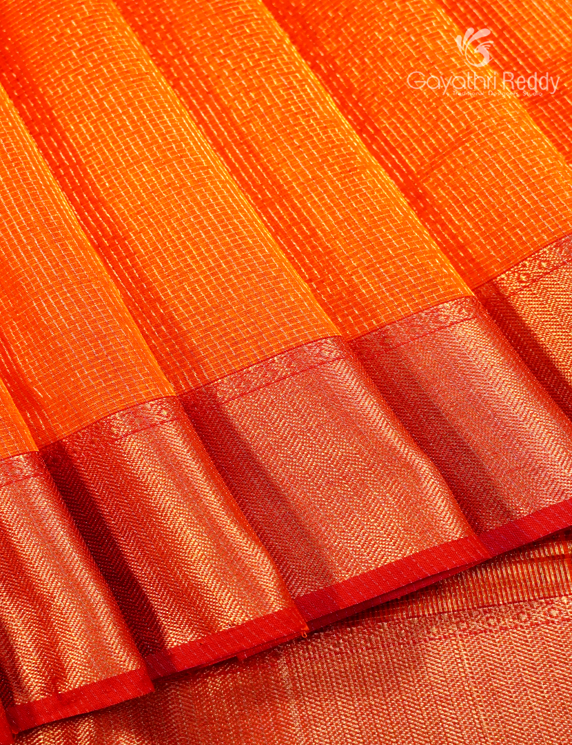Pure Chanderi Sico Saree in Orange