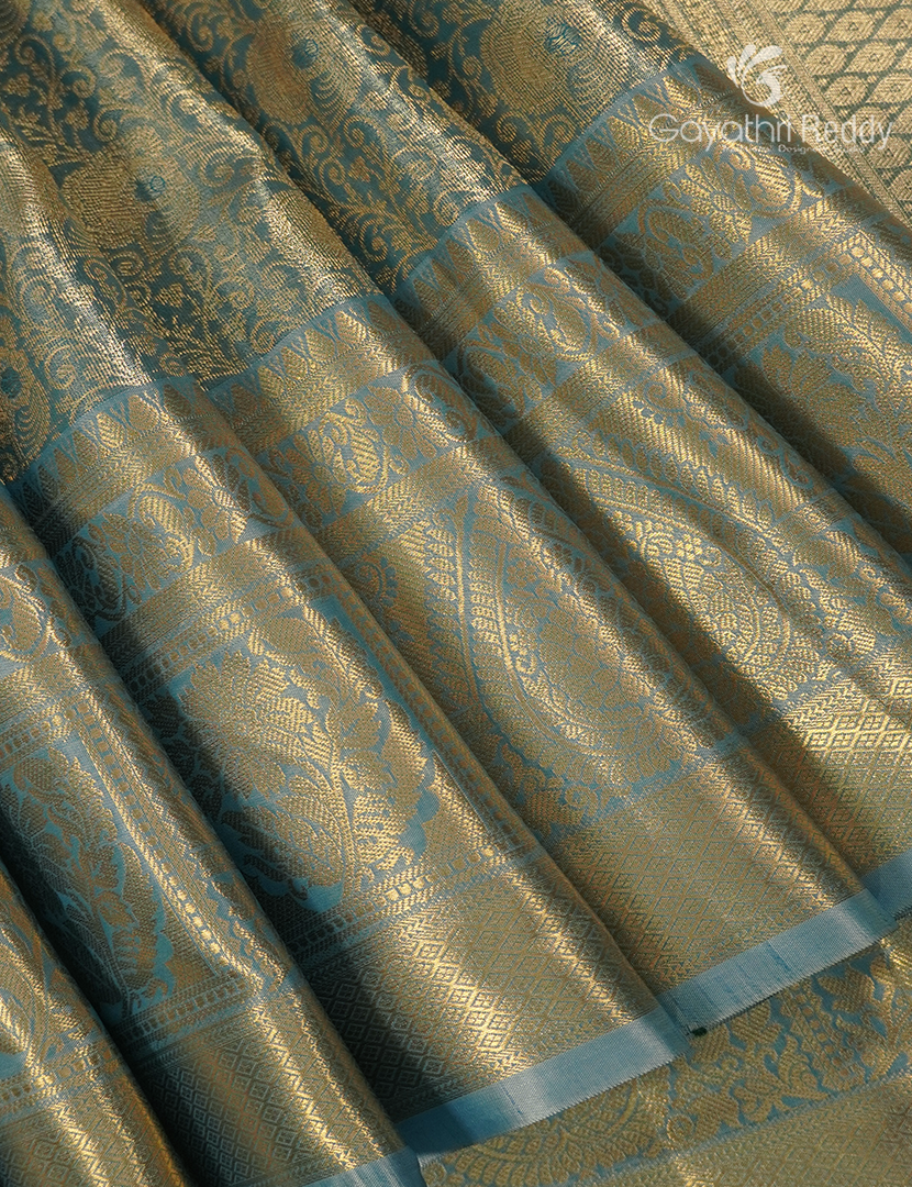 Semi Kanchipuram Silk Saree in Grey