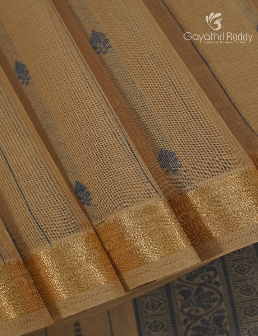 Pure Kanchi Cotton Saree in Beige