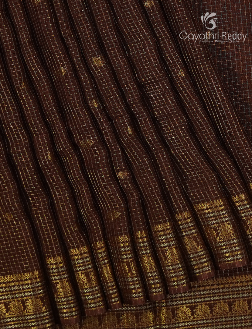Semi Mysore Crepe Saree in Brown
