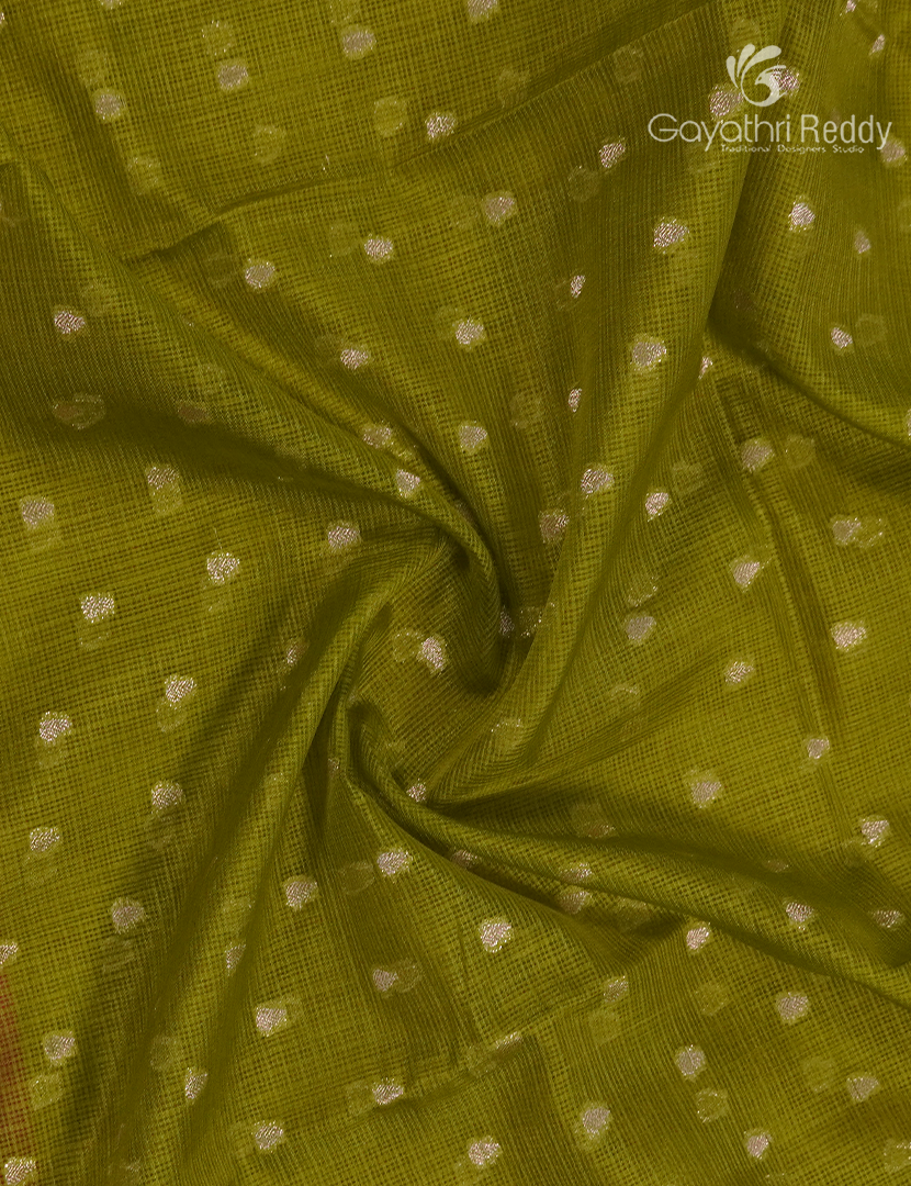 Banaras Kota Lehanga Set in Parrot Green and Rani Pink