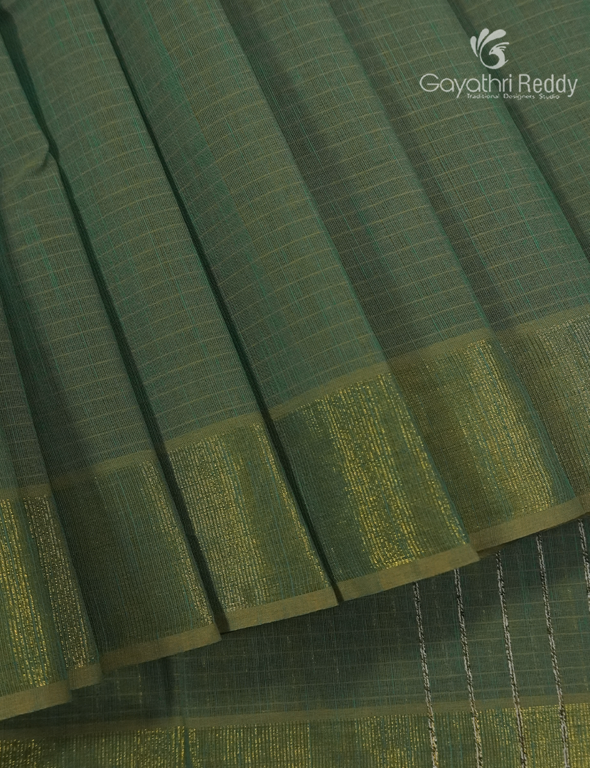 Pure Handloom Cotton Saree in Sage Green