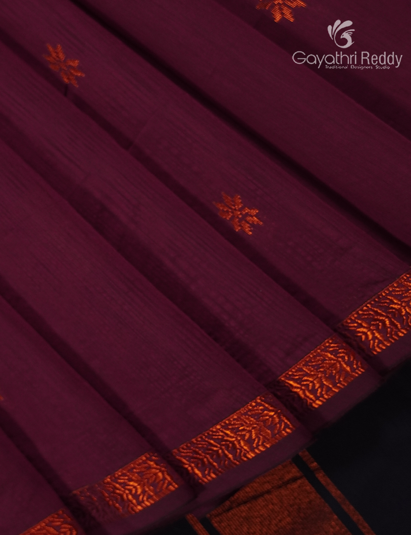 Sico Saree in Deep Maroon and Navy Blue