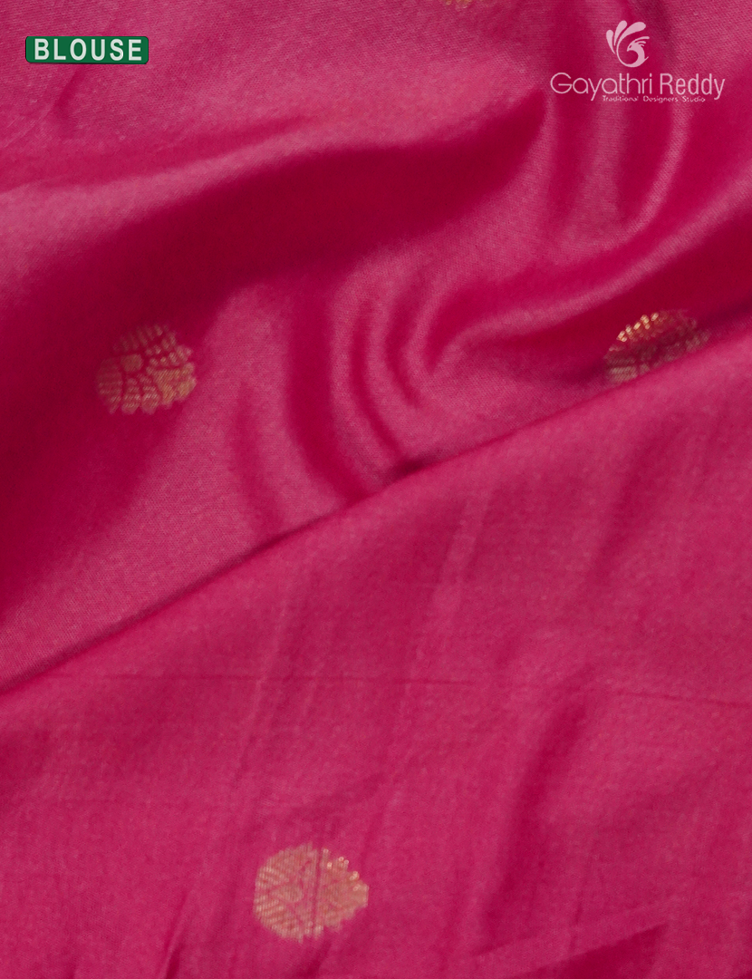 Semi Kanchipuram Silk Fancy Saree in Peach Pink and Rani Pink