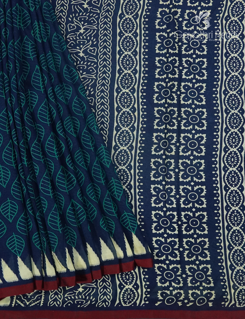 Vidharbha Cotton Saree Indigo Blue