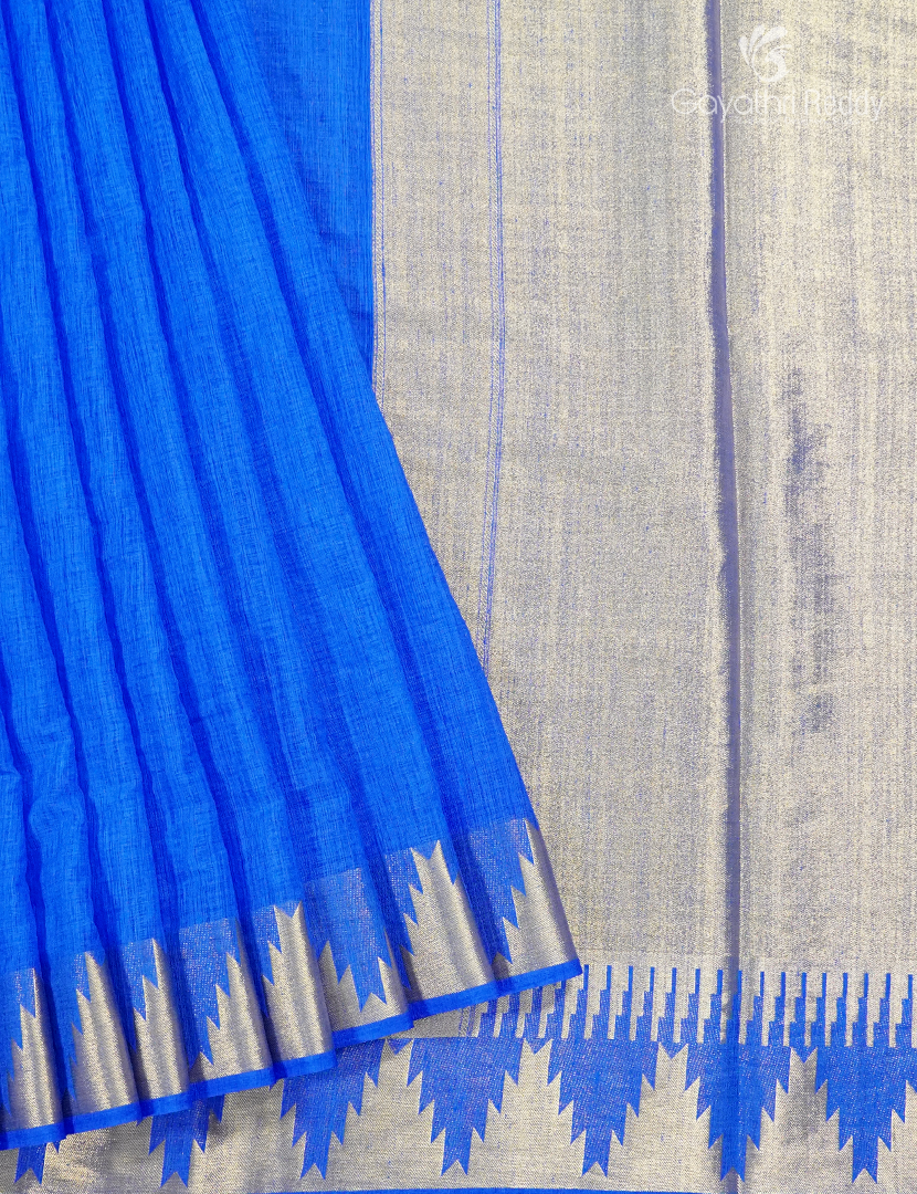 Semi Tussar Saree in Cyan Blue