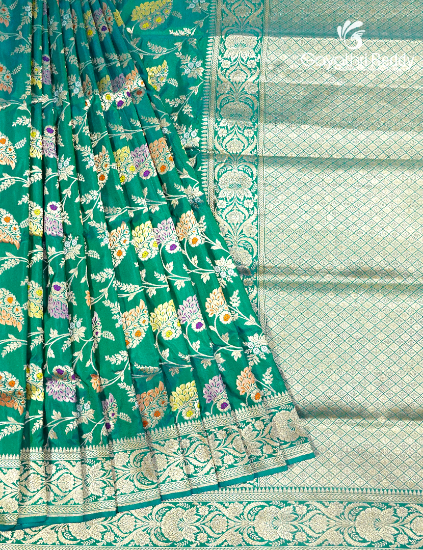 Pure Banaras Katan Silk Saree in Sea Green