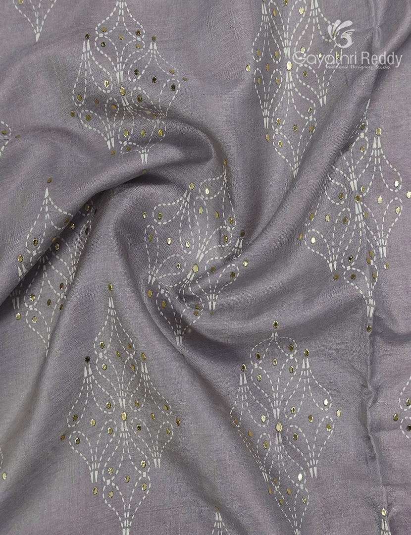 Pure Desi Tussar Fancy Saree in Pastel Grey