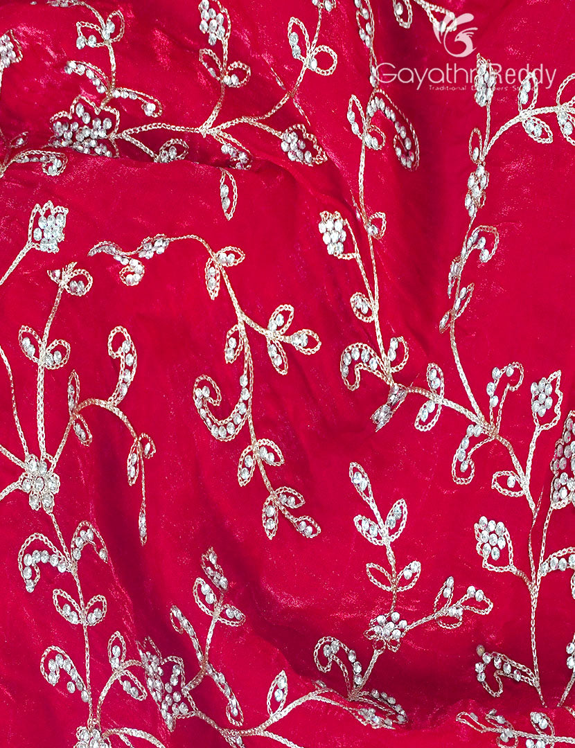 Tissue Organza Saree in Rani Pink