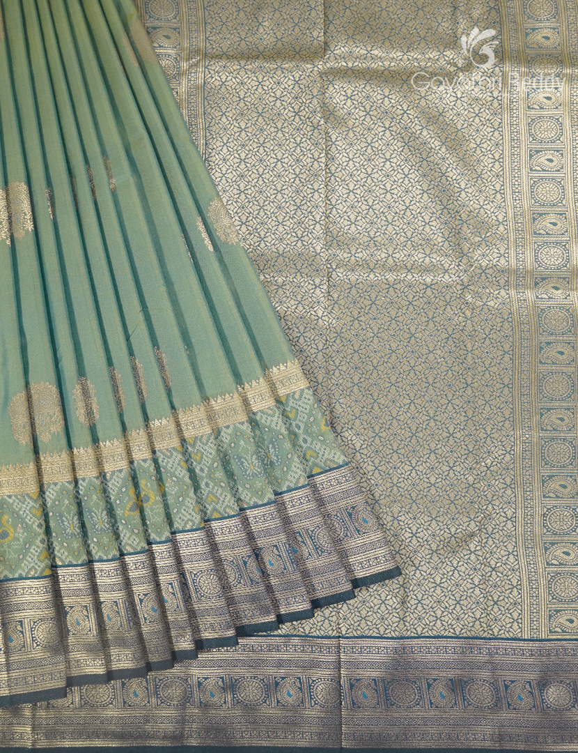 Semi Kanchipuram Art Silk Saree in Mint Green