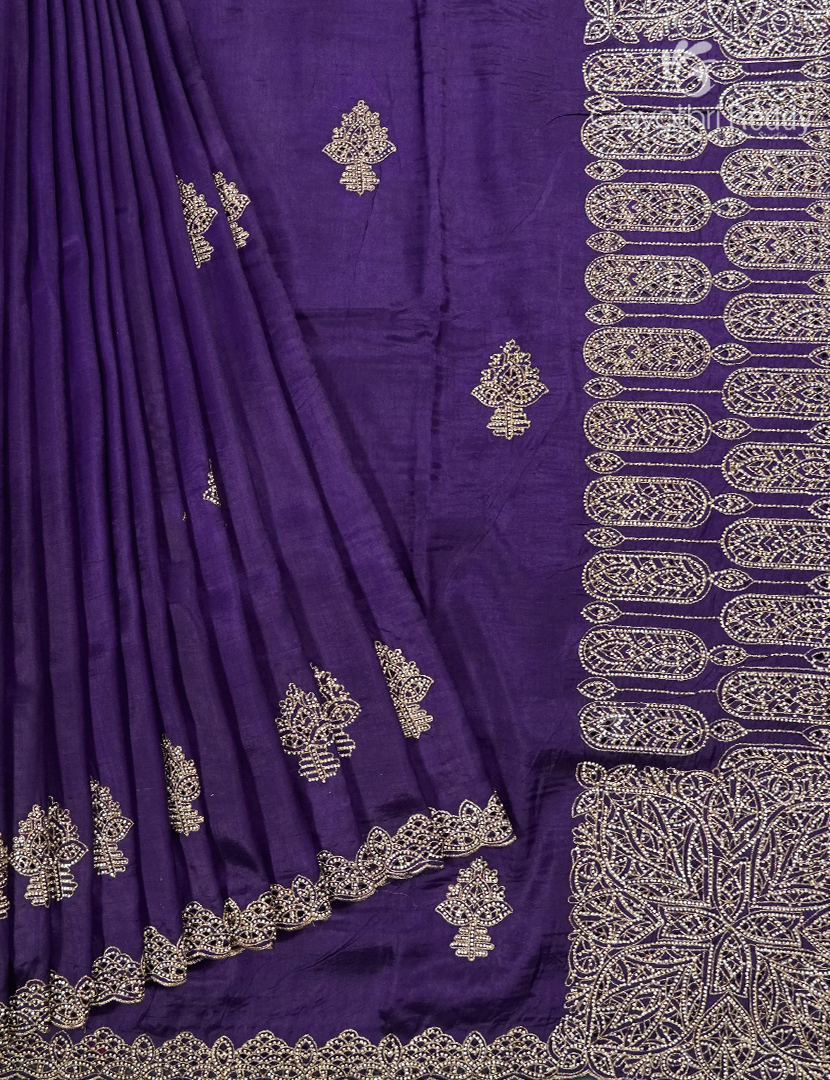 Semi Dupion Silk Saree in Deep Purple