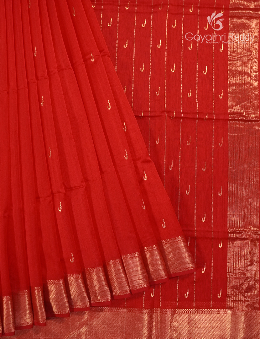 Pure Chanderi Sico Saree in Red