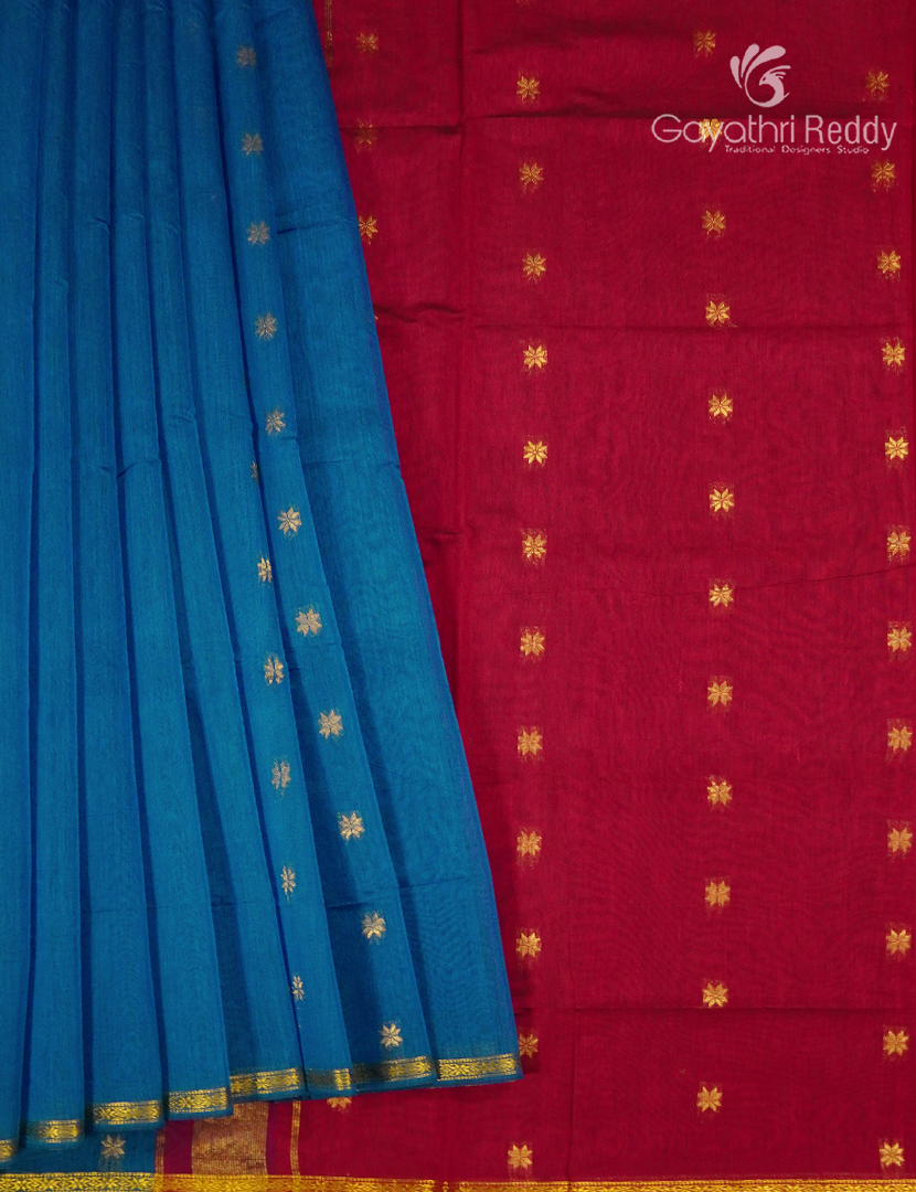 Sico Saree in Blue and Red