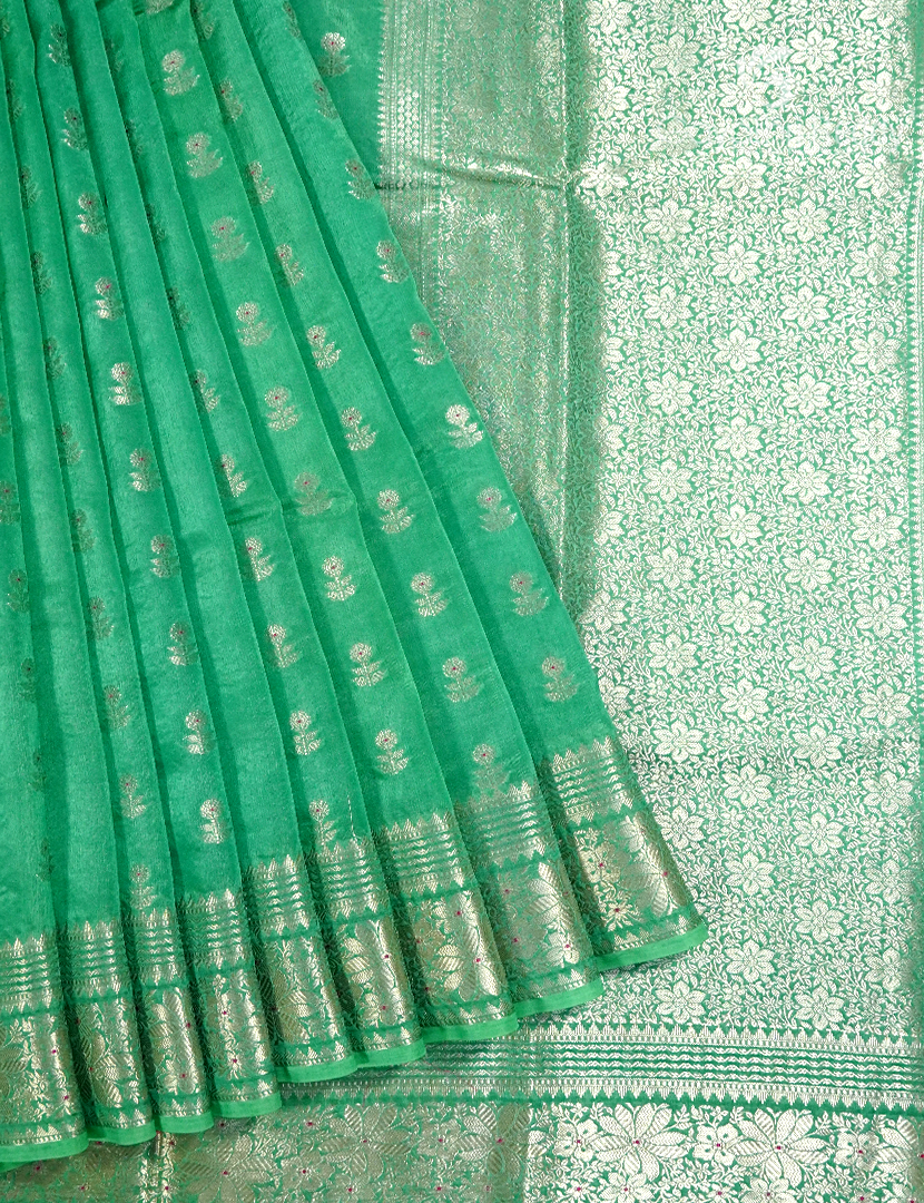 Banaras Mango Silk Saree in Sea Green