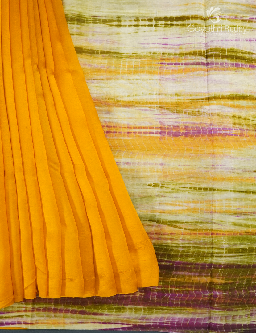 Pure Dupion Digital Print Saree in Yellow