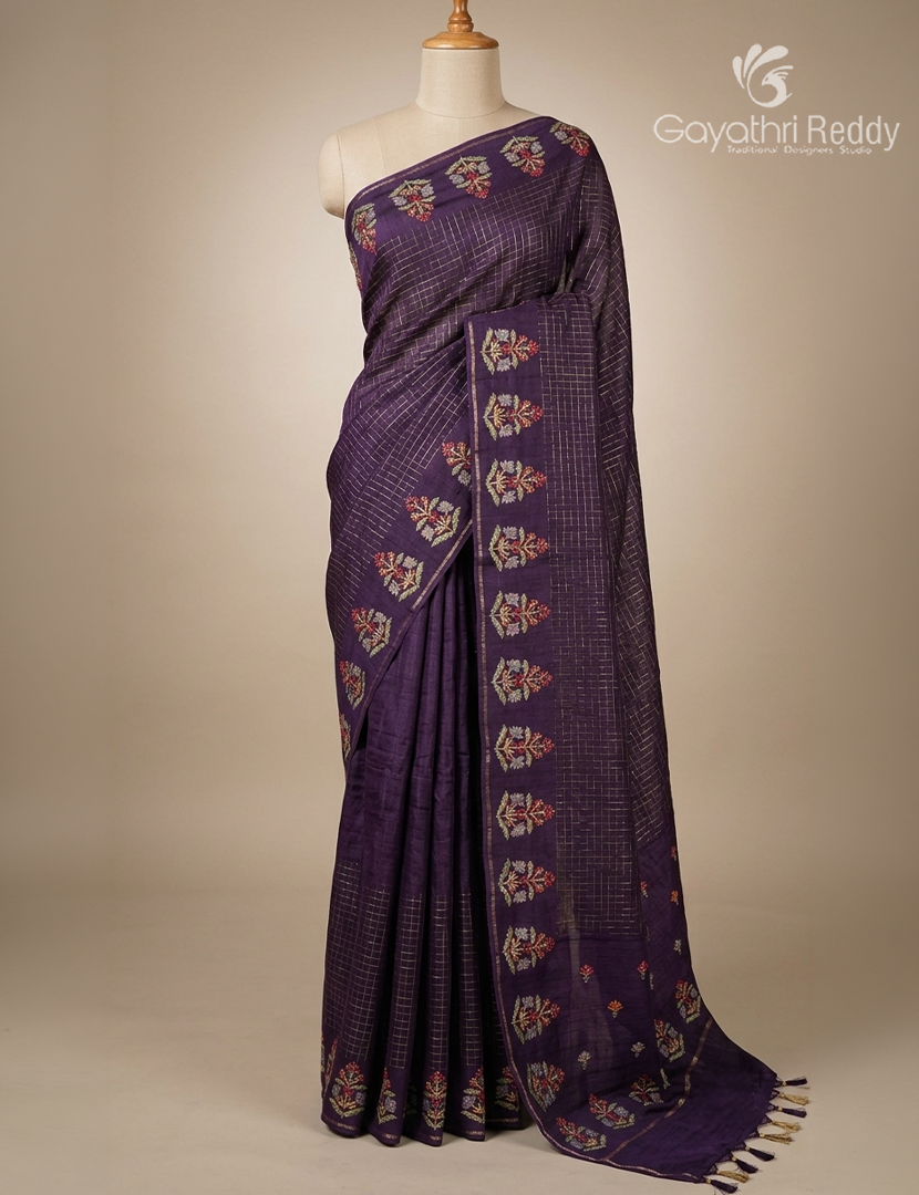 Semi Tussar Fancy Saree in Purple