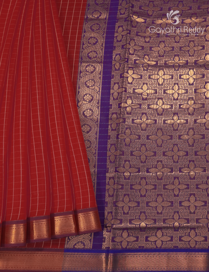 Kanchipuram Sico Saree in Red and Purple