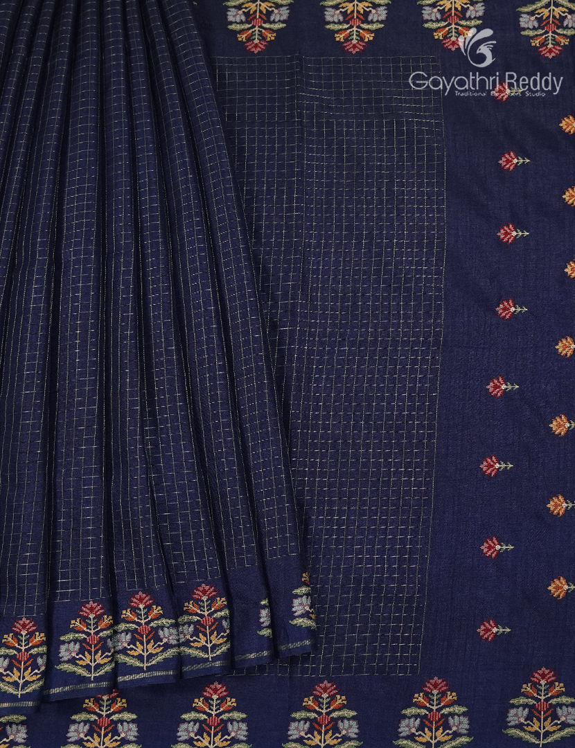 Semi Tussar Fancy Saree in Navy Blue