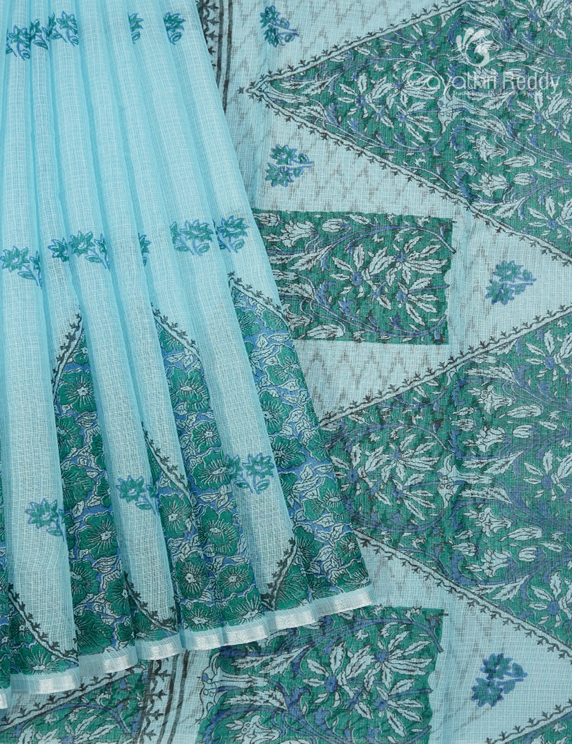 Kota Printed Saree in Sky blue