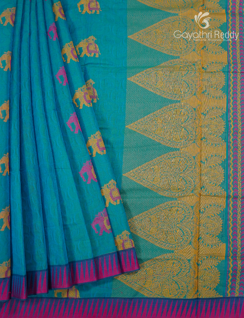 Pure Kanchi Cotton Saree in Blue