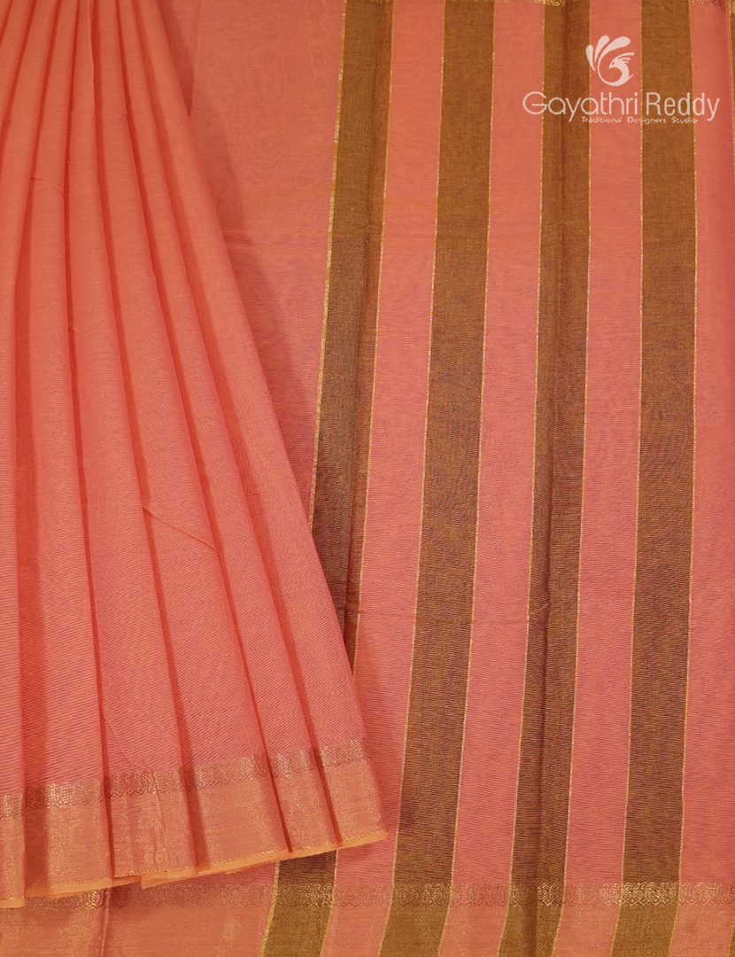 Pure Kanchi Cotton Saree in Peach