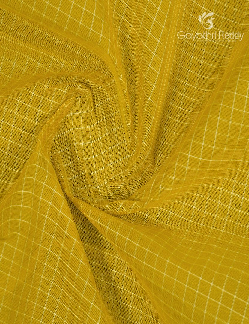 Pure Gadwal Cotton Saree in Lime Yellow and Sky Blue