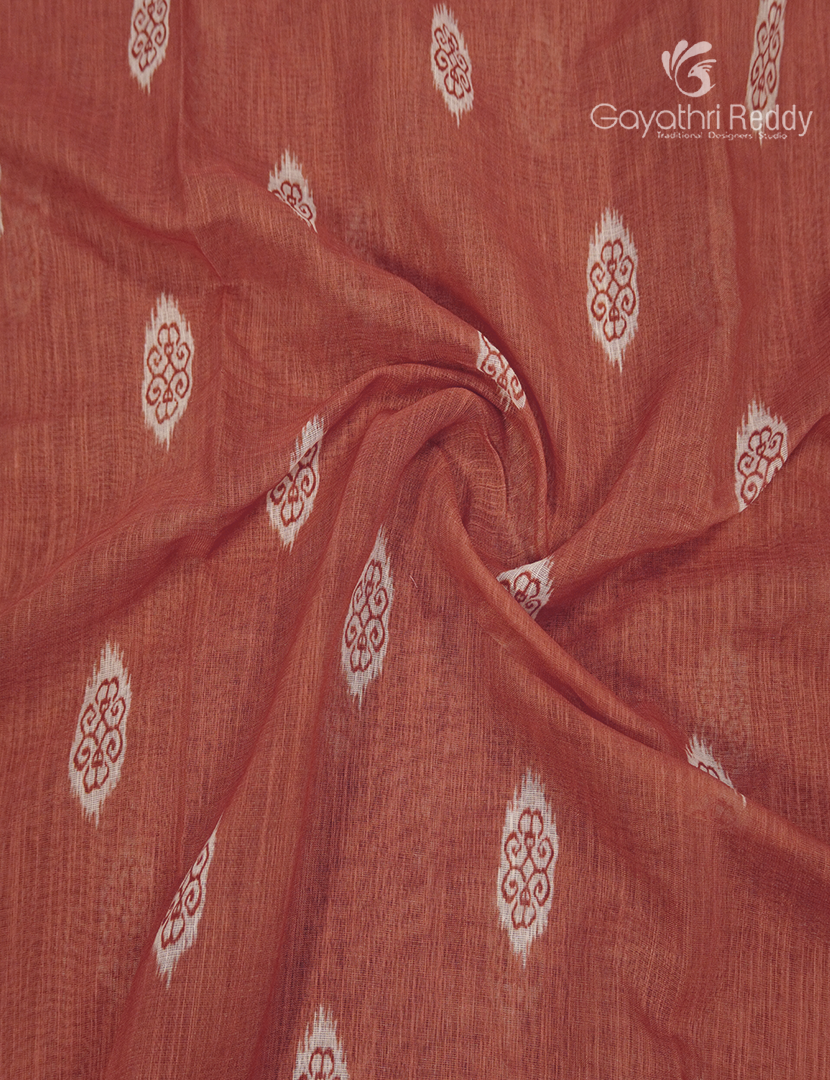 Linen Cotton Saree in Peach