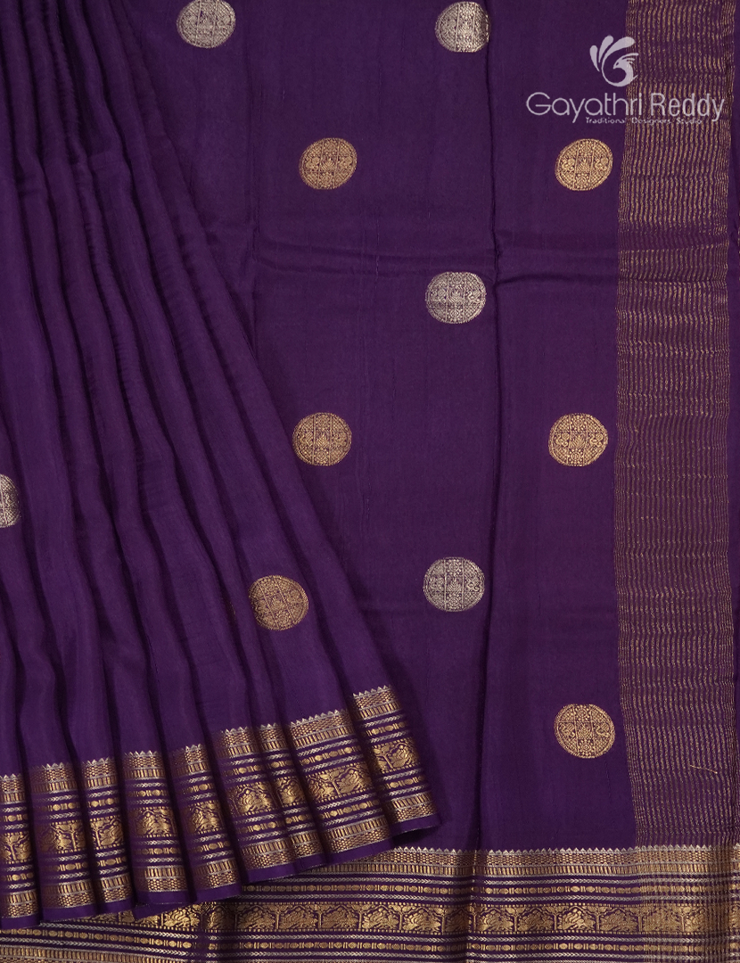 Semi Mysore Crepe Saree in Purple