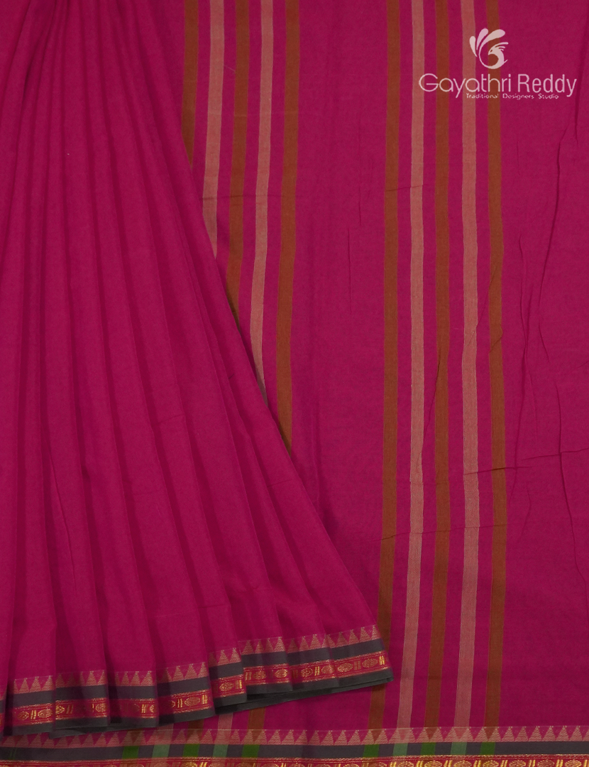 Pure Narayanpet Cotton Saree in Rani Pink