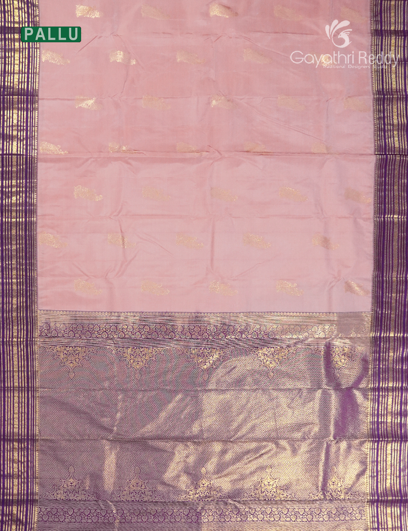Semi Kanchipuram Silk Saree in Blush Pink and Deep Violet